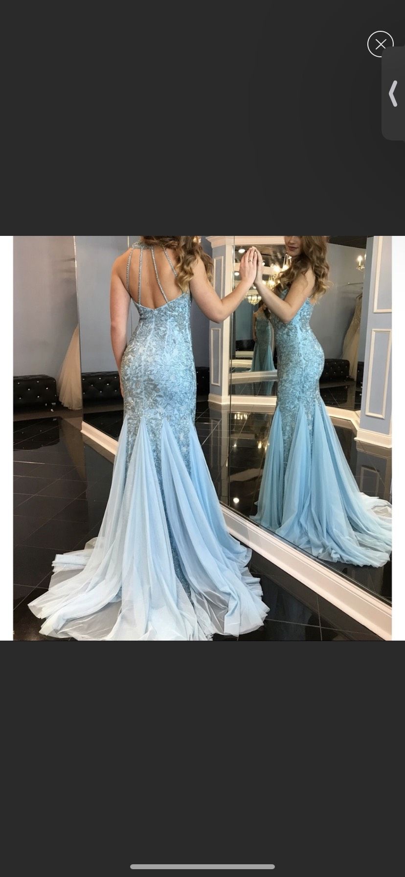 Sherri Hill Size 8 Prom Sequined Blue Mermaid Dress on Queenly
