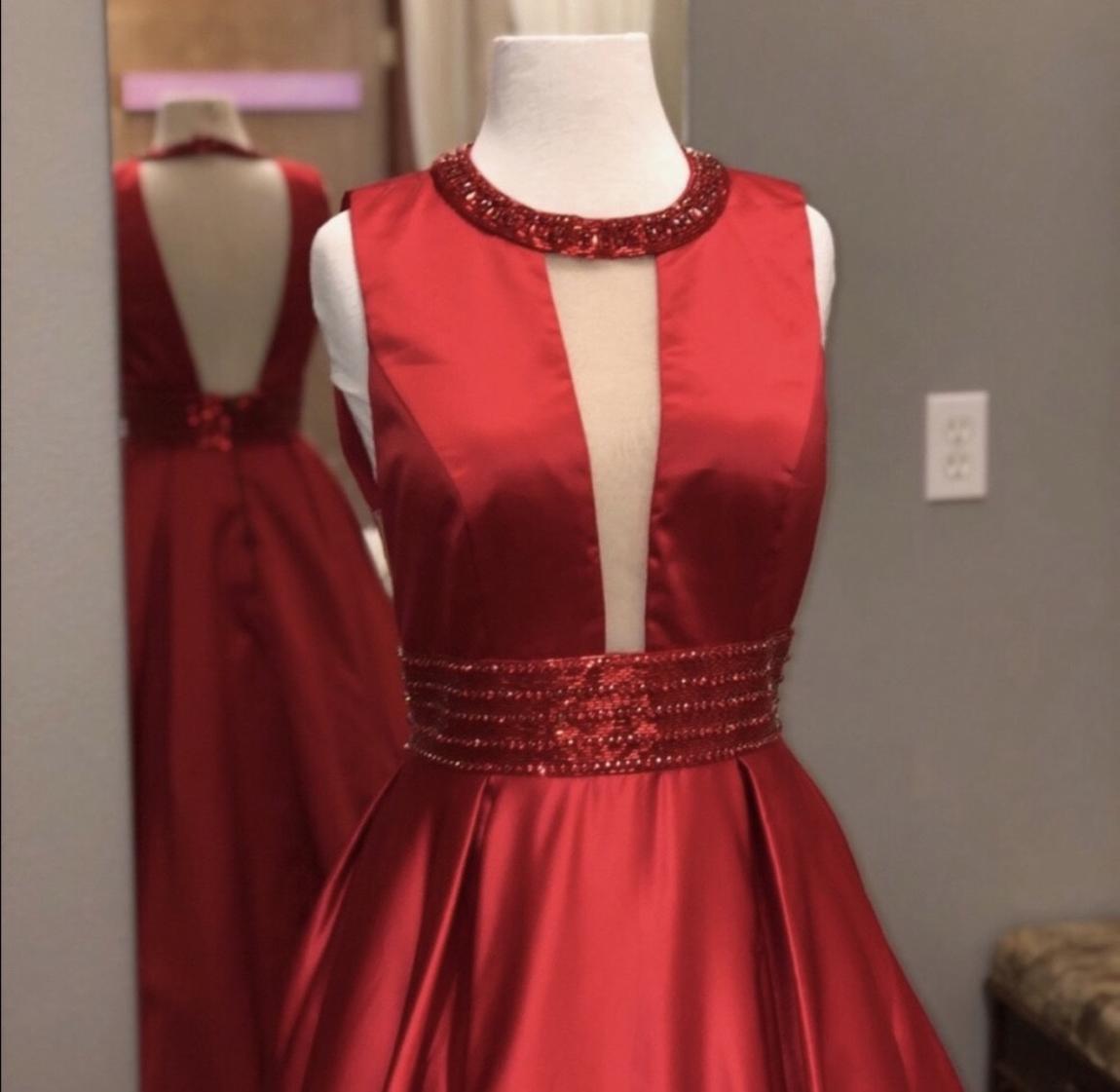 Sherri Hill Size 0 Prom Sequined Red Ball Gown on Queenly