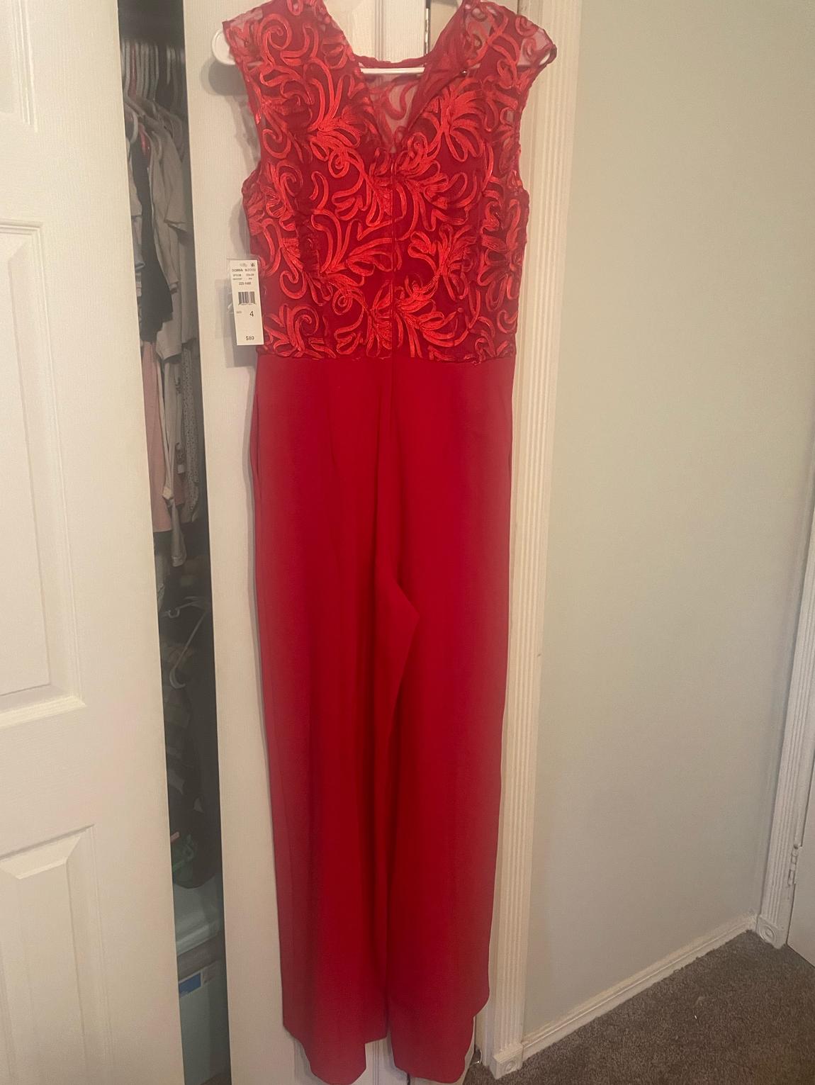 Dr. Collection Size 4 Prom Lace Red Formal Jumpsuit on Queenly