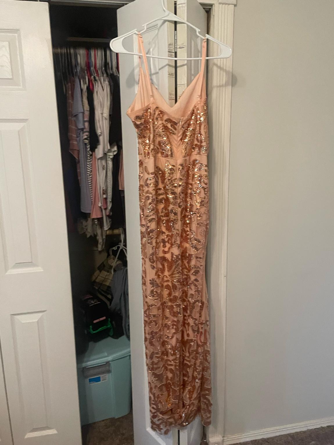 Size 4 Prom Rose Gold Floor Length Maxi on Queenly