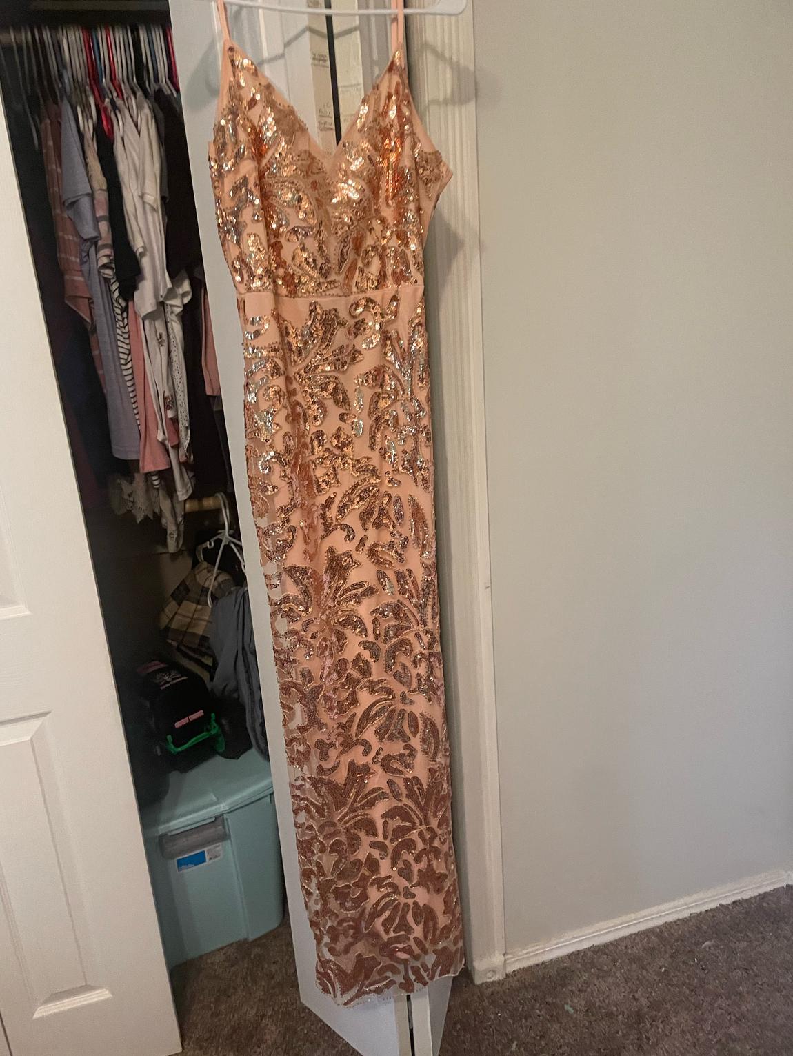 Size 4 Prom Rose Gold Floor Length Maxi on Queenly