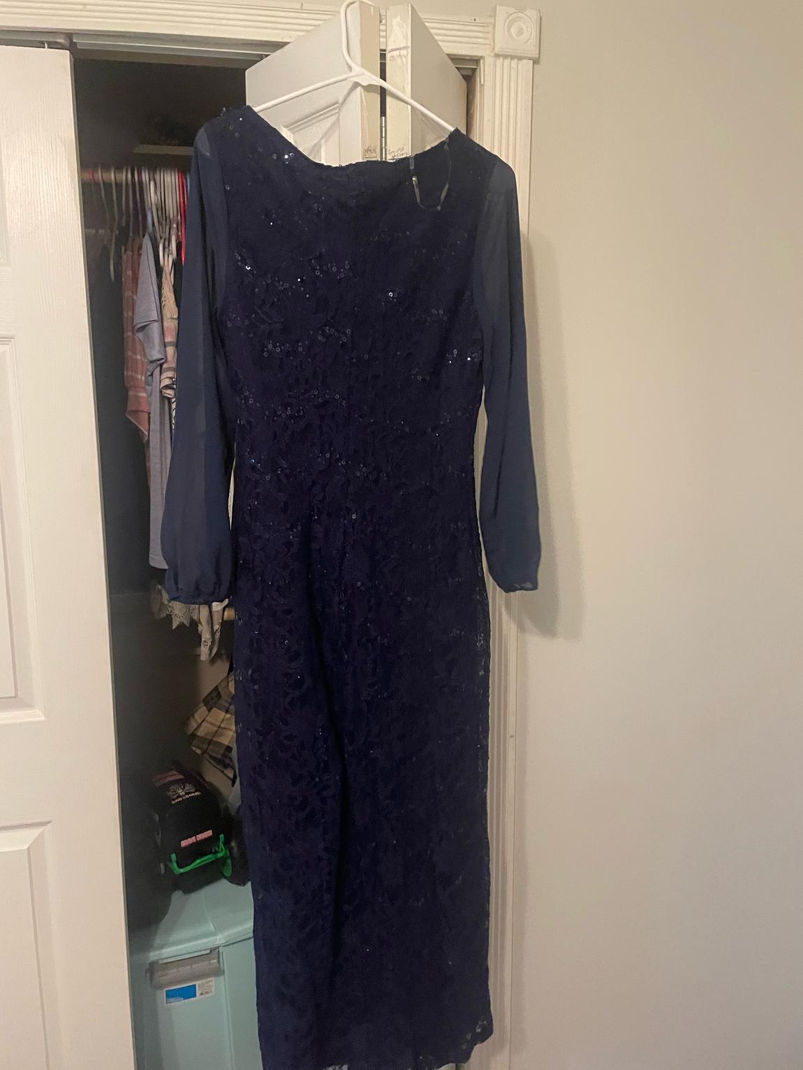 Candlelite Size 6 Prom Long Sleeve Navy Blue Floor Length Maxi on Queenly