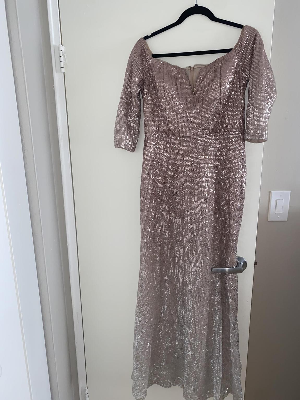 Xscape Size 12 Prom Gold Floor Length Maxi on Queenly