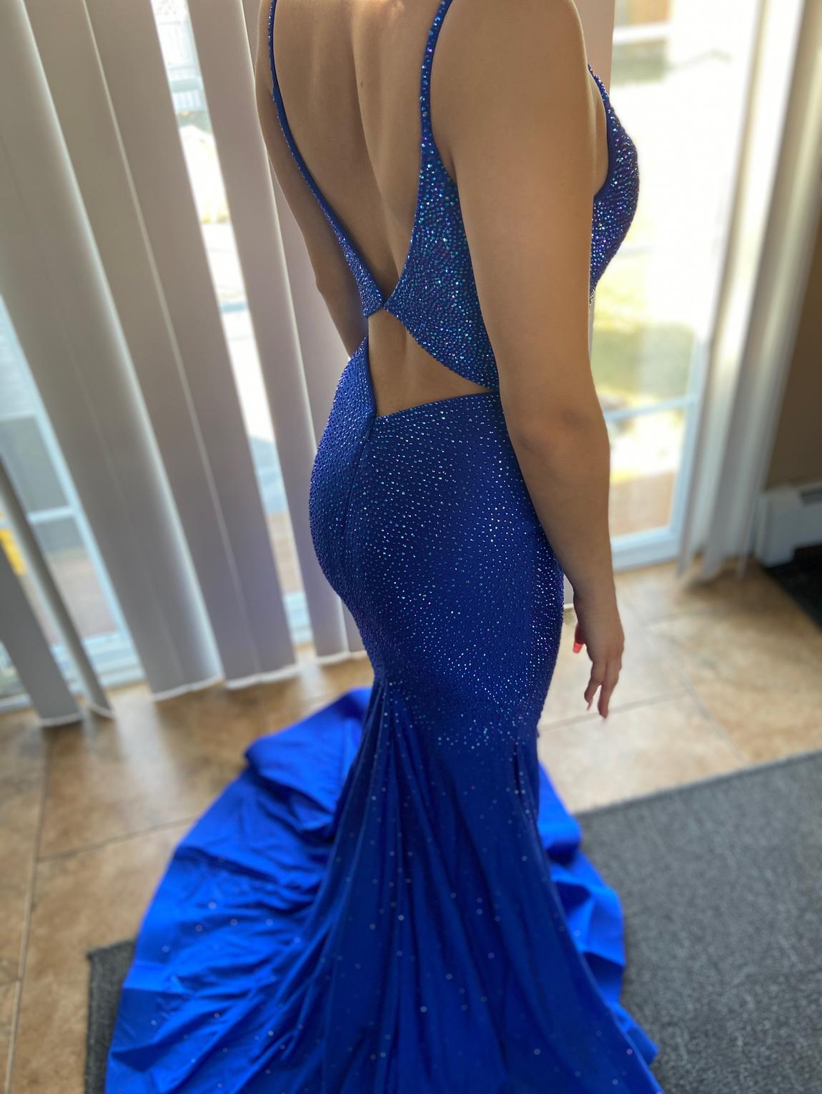 Size 2 Prom Sequined Royal Blue Mermaid Dress on Queenly