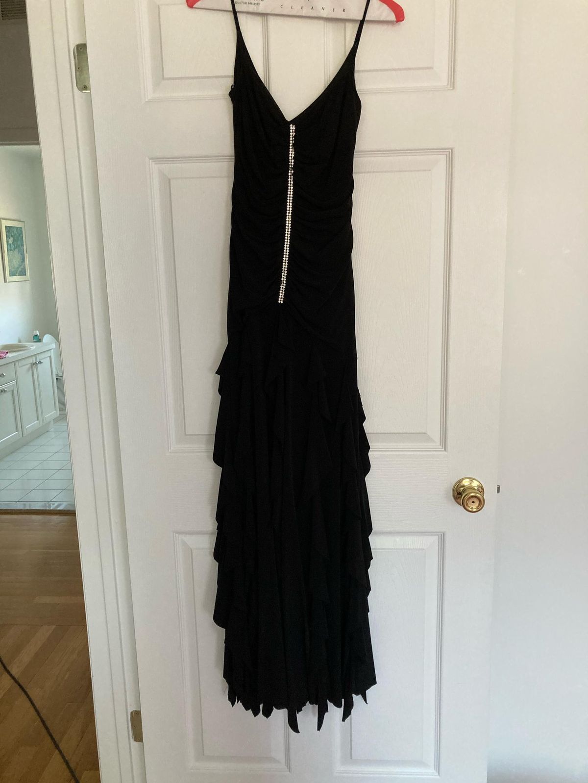 Bari Jay Size 2 Prom Plunge Sequined Black Floor Length Maxi on Queenly