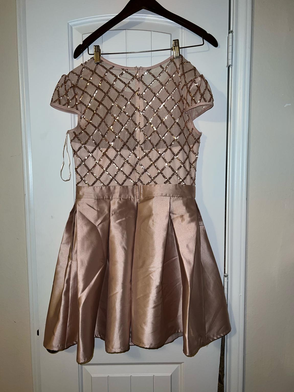 Size 10 Homecoming Cap Sleeve Rose Gold Ball Gown on Queenly