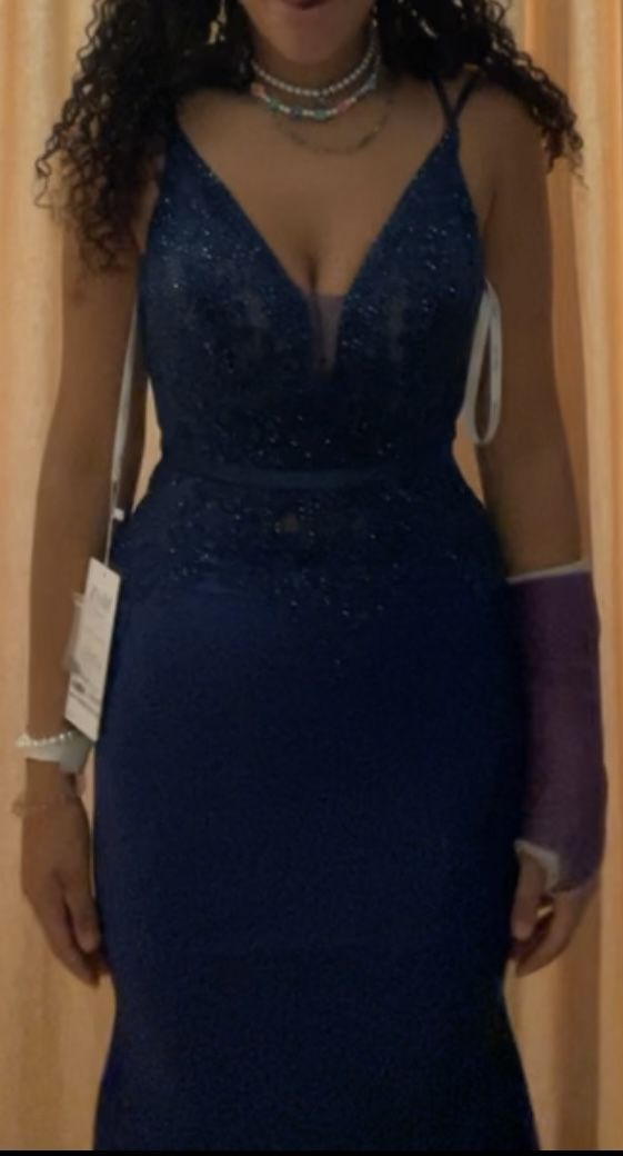 Ellie Wilde Size 2 Navy Blue Mermaid Dress on Queenly
