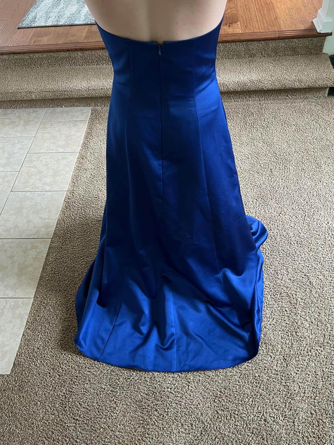 Size 12 Prom Satin Royal Blue Ball Gown on Queenly