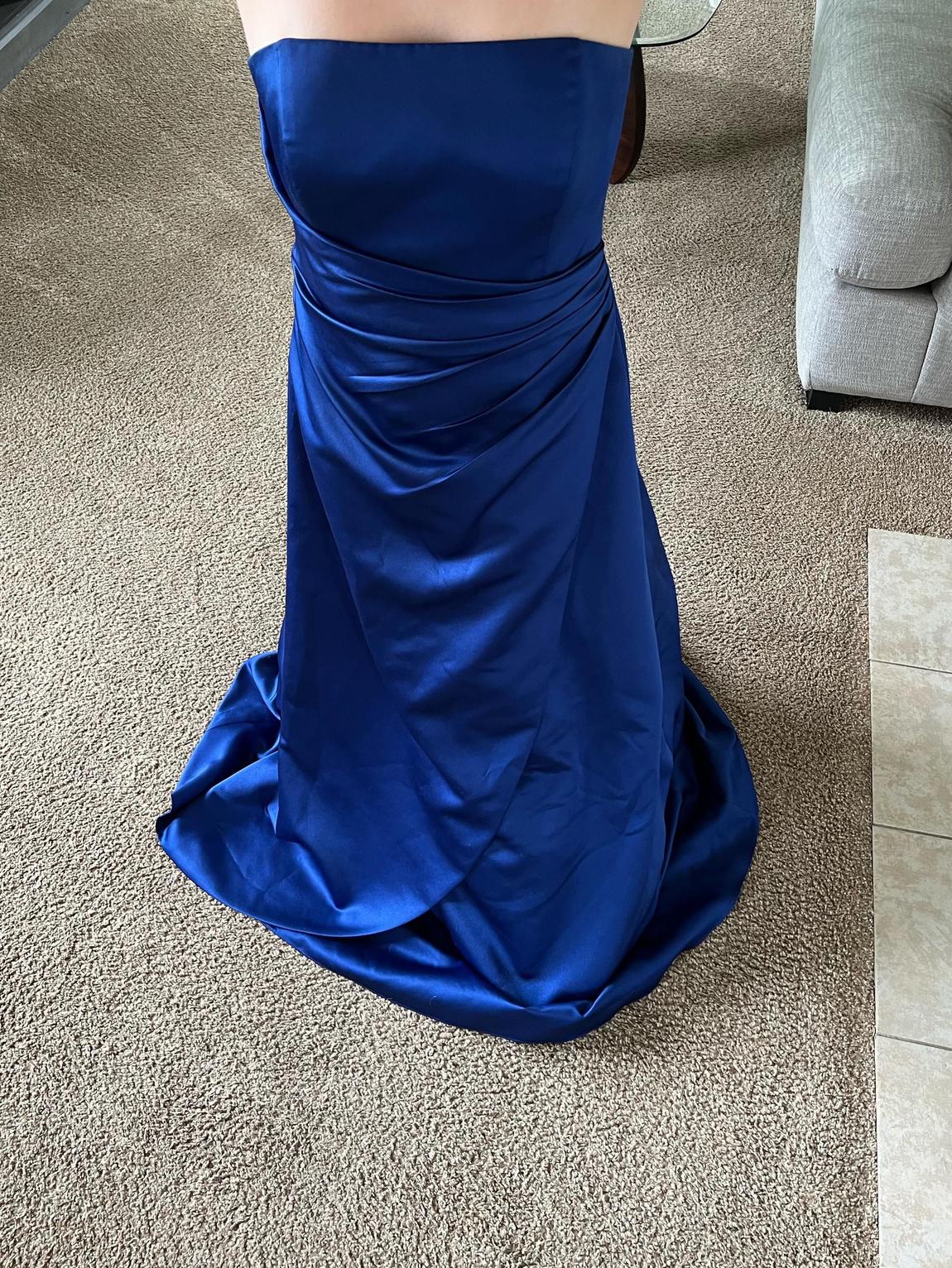 Size 12 Prom Satin Royal Blue Ball Gown on Queenly