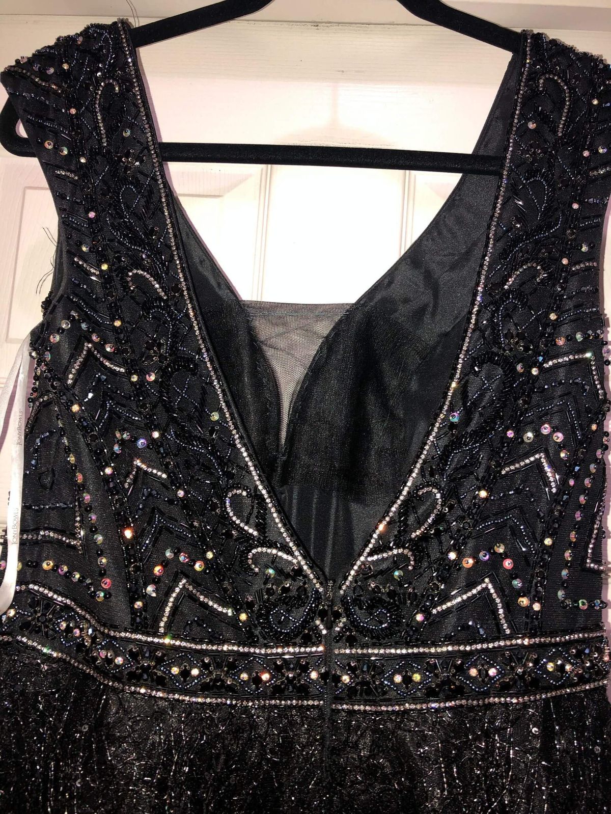 Size 12 Sheer Black Ball Gown on Queenly