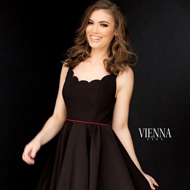 Style V-6049 Vienna Size 8 Homecoming Black Cocktail Dress on Queenly