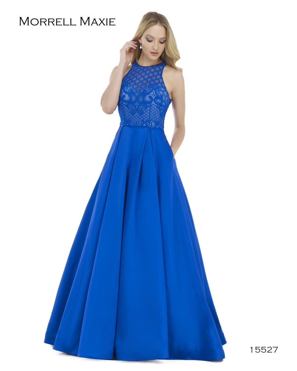Style 15527 Morrell Maxie Size 14 Satin Royal Blue Ball Gown on Queenly