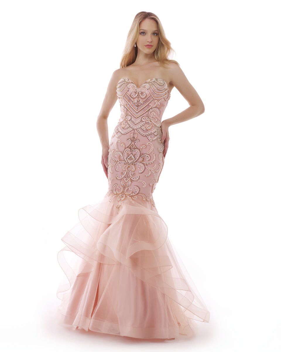 Style 15456 Morrell Maxie Size 10 Prom Lace Coral Mermaid Dress on Queenly