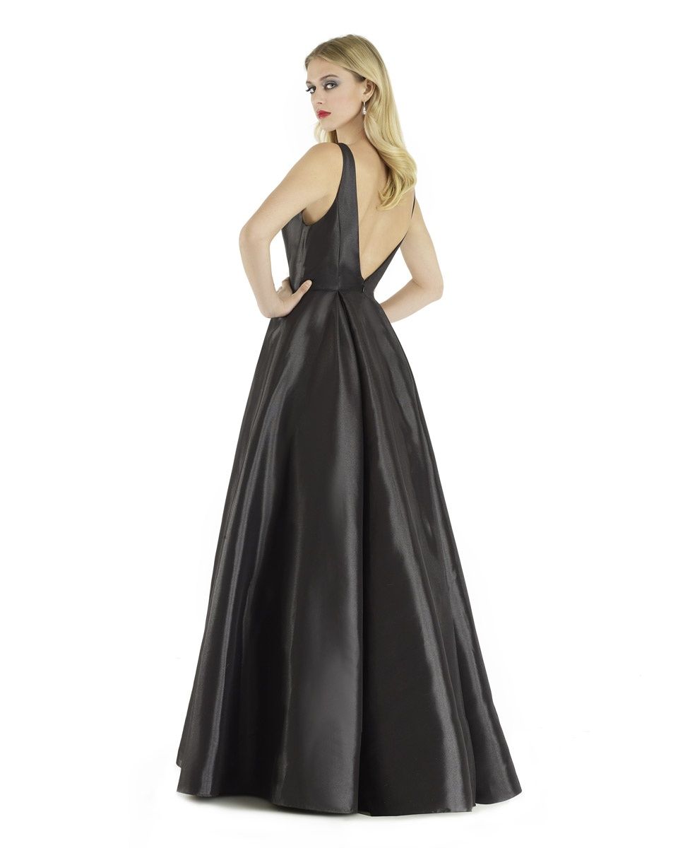 Style 15907 Morrell Maxie Size 10 Prom Satin Black Ball Gown on Queenly