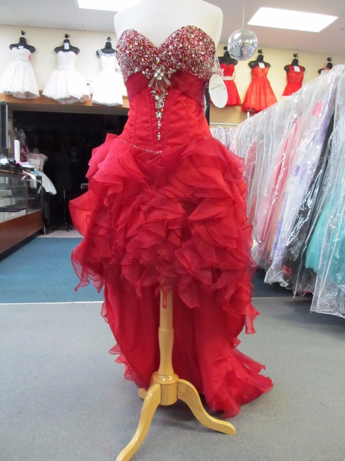 Style 14416 Panoply Size 10 Pageant Red Side Slit Dress on Queenly
