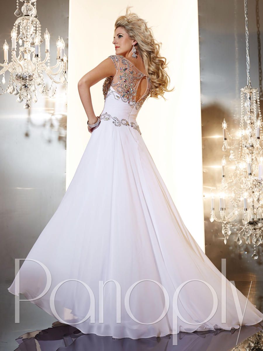 Style 14633 Panoply Size 6 Wedding Cap Sleeve Satin White A-line Dress on Queenly
