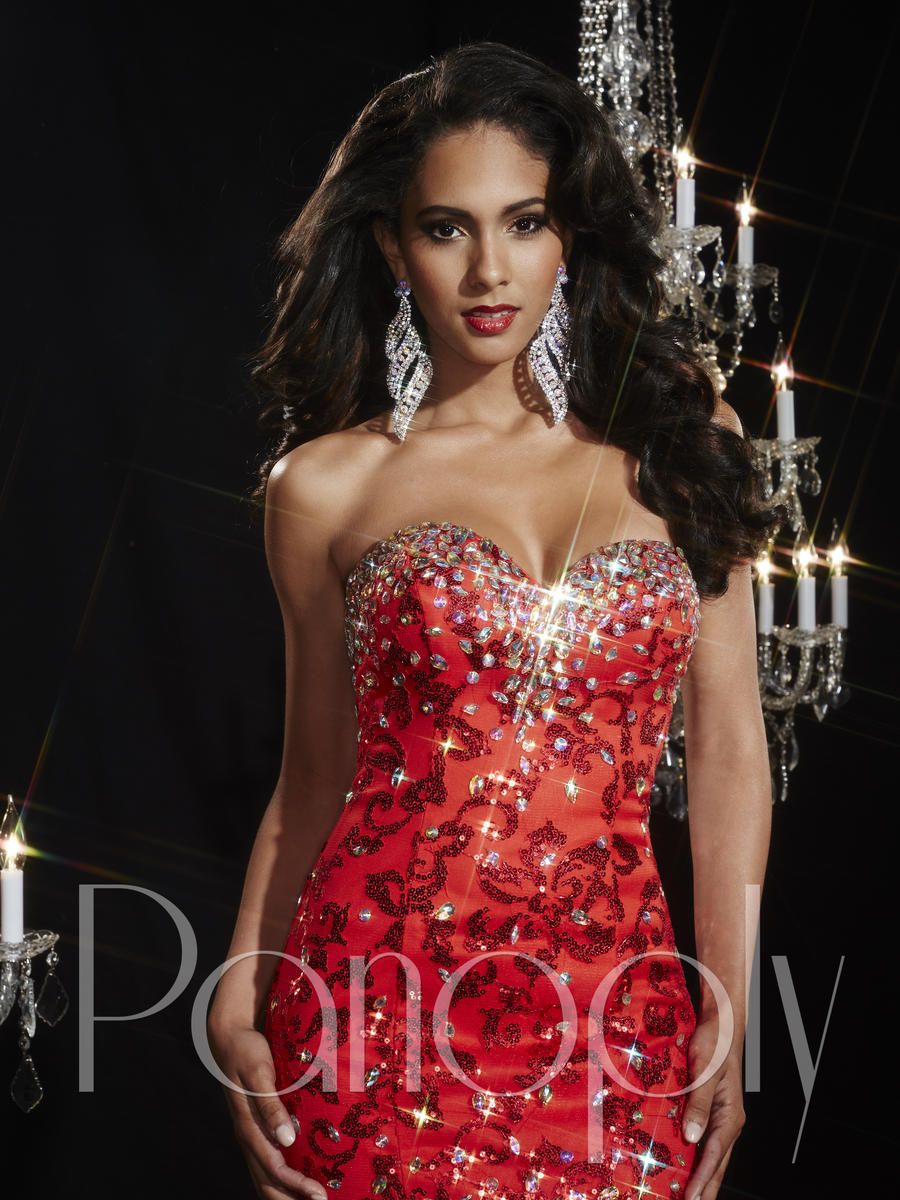 Style 14783 Panoply Size 2 Pageant Strapless Lace Red Mermaid Dress on Queenly