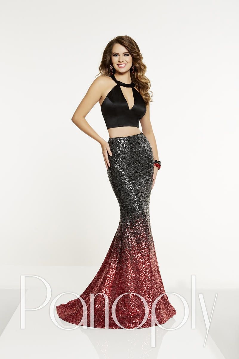 Style 14877 Panoply Size 8 Prom Satin Black Mermaid Dress on Queenly