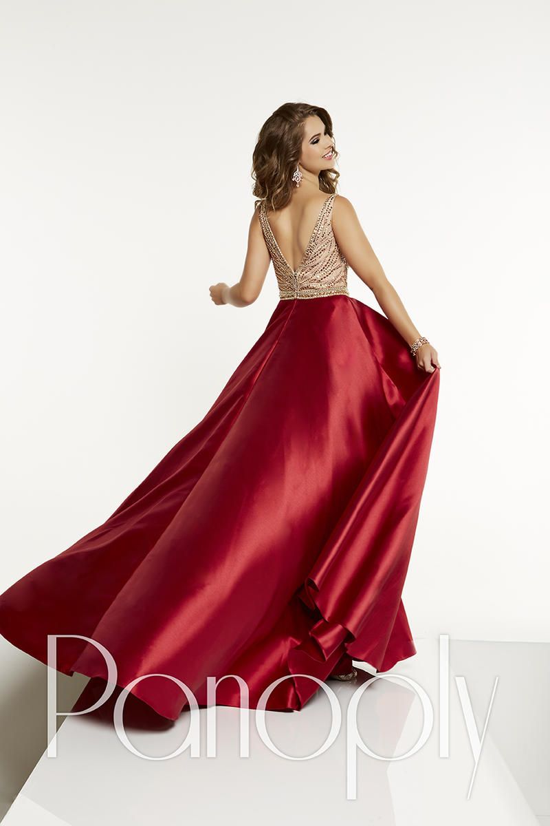 Style 14875 Panoply Size 14 Prom Sequined Burgundy Red Ball Gown on Queenly