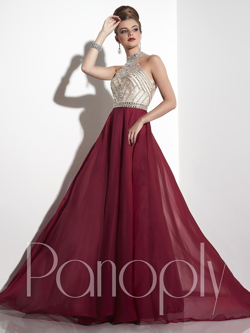 Style 14799 Panoply Size 6 Prom Sequined Burgundy Red Ball Gown on Queenly