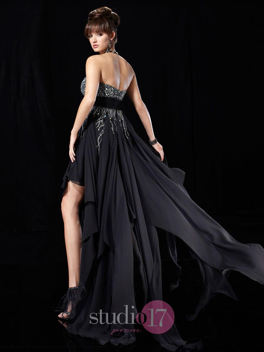 Style 12332 Studio 17 Size 8 Homecoming Sequined Black Cocktail Dress on Queenly