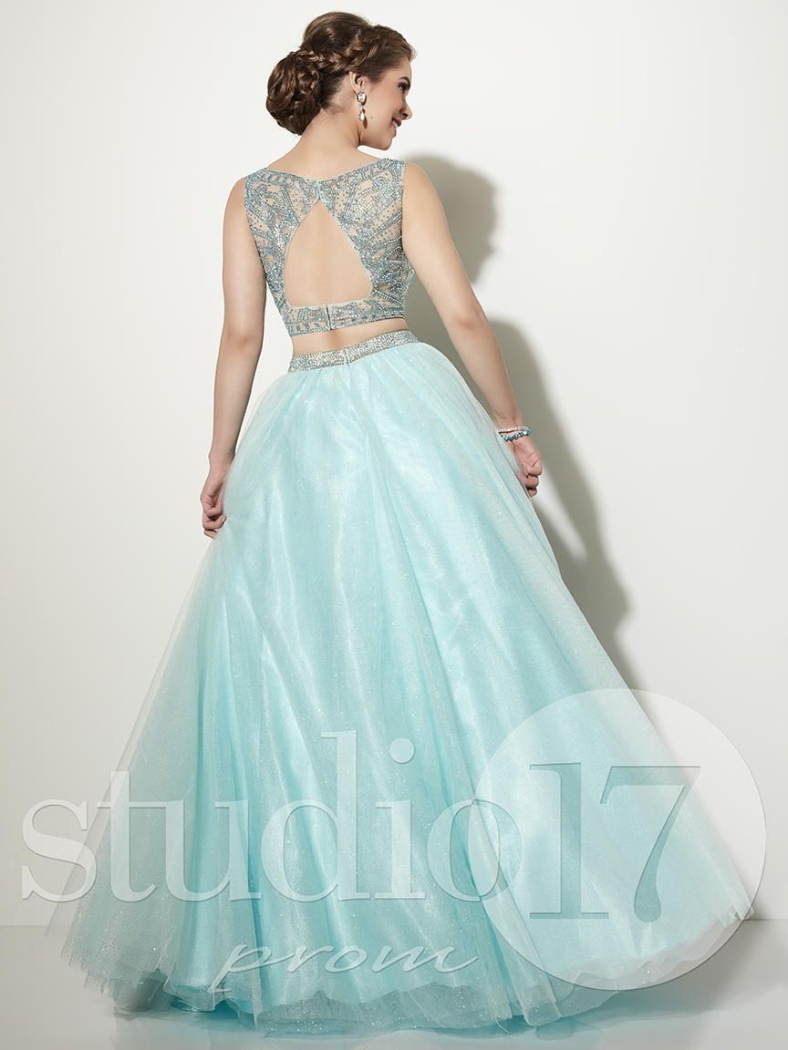 Style 12639 Studio 17 Size 10 Prom Sequined Light Blue A-line Dress on Queenly