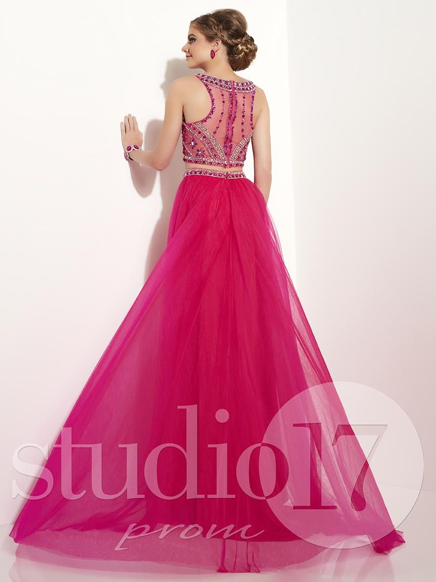 Style 12635 Studio 17 Size 14 Prom Sequined Hot Pink Ball Gown on Queenly