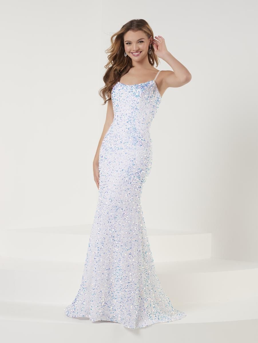 Style 12856 Studio 17 Size 4 Prom Sequined White Floor Length Maxi on Queenly