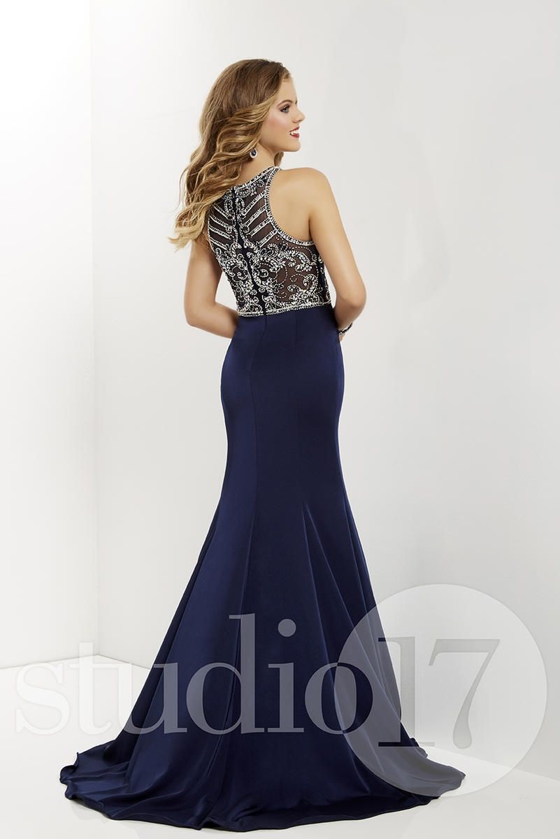 Style 12656 Studio 17 Size 10 Navy Blue Floor Length Maxi on Queenly