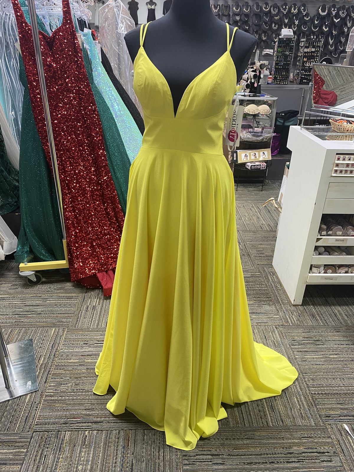 Style 12863 Studio 17 Size 12 Lace Yellow Ball Gown on Queenly