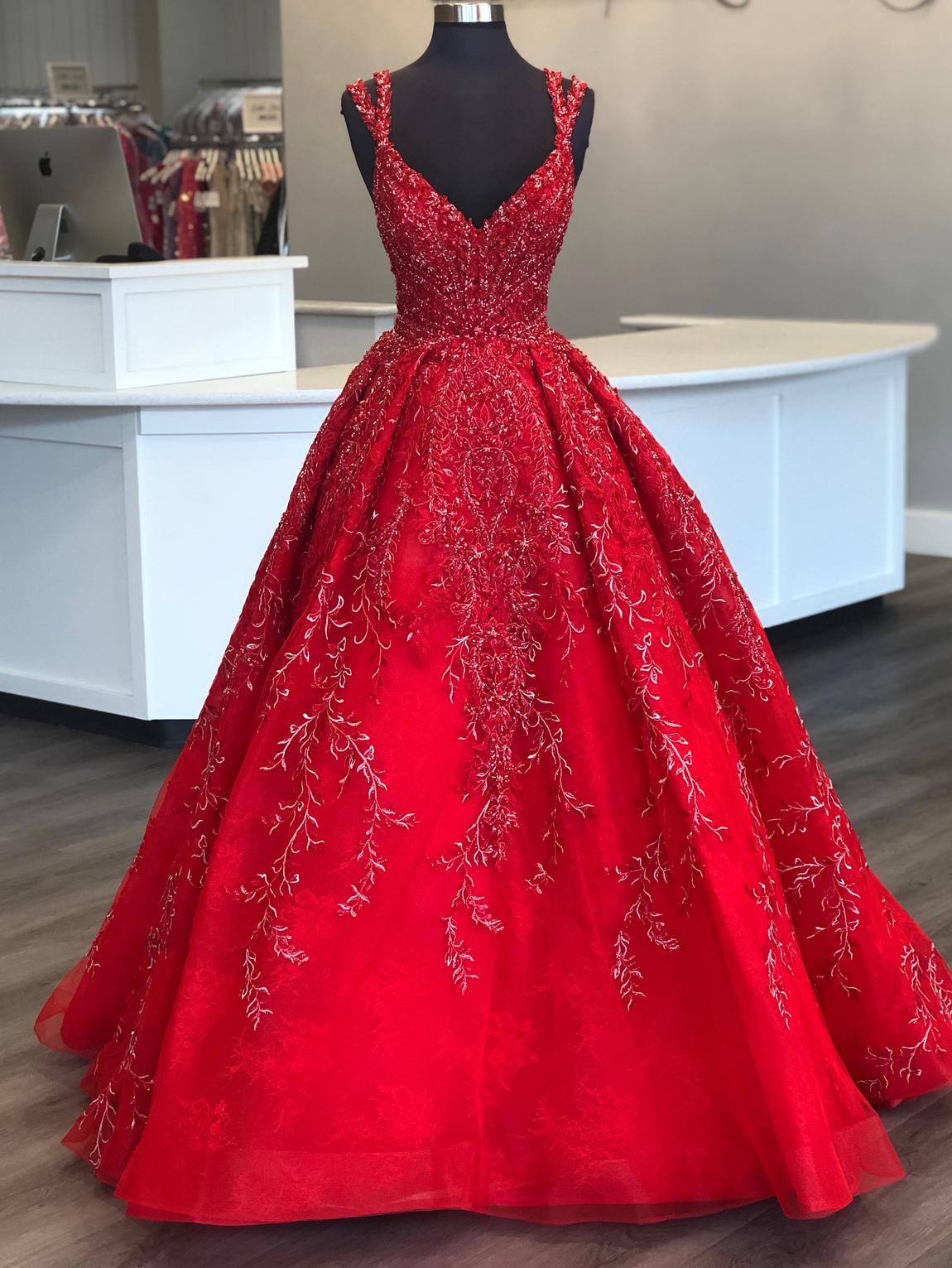 Sherri Hill Size 0 Prom Red Ball Gown on Queenly