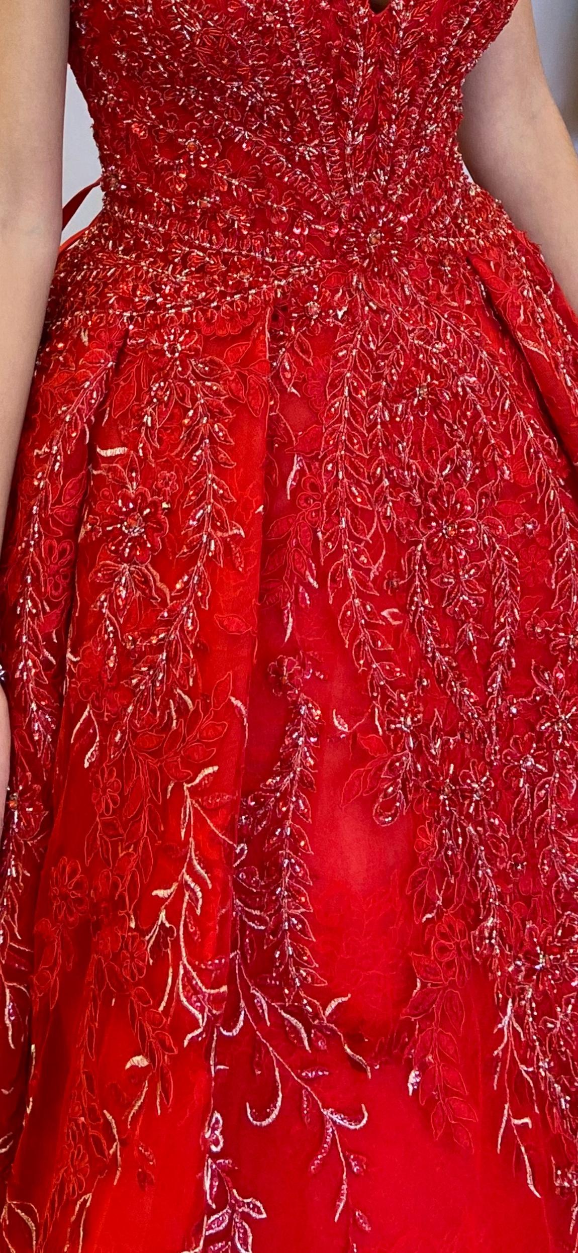 Sherri Hill Size 0 Prom Red Ball Gown on Queenly