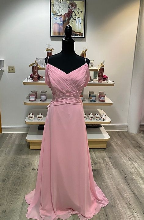 Style L174057 JASMINE BELSOIE Plus Size 20 Bridesmaid Off The Shoulder Light Pink A-line Dress on Queenly