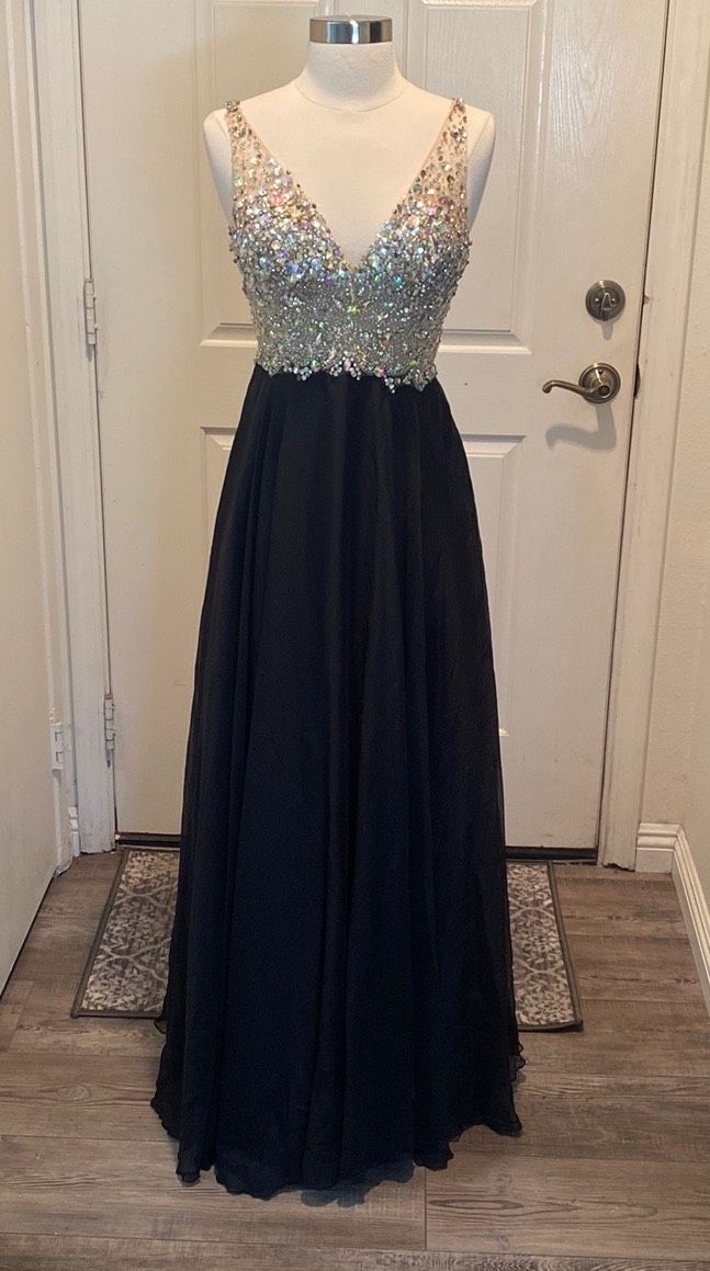 Let’s Fashion Size 4 Sequined Black Floor Length Maxi on Queenly