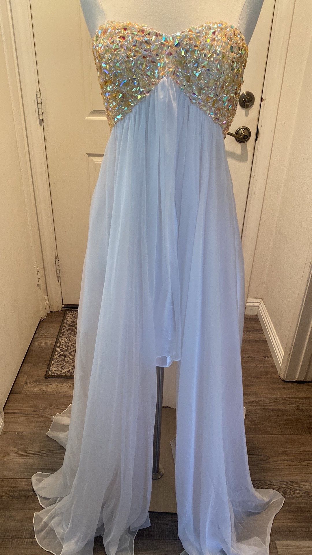 La Femme Size 2 Sheer White Floor Length Maxi on Queenly
