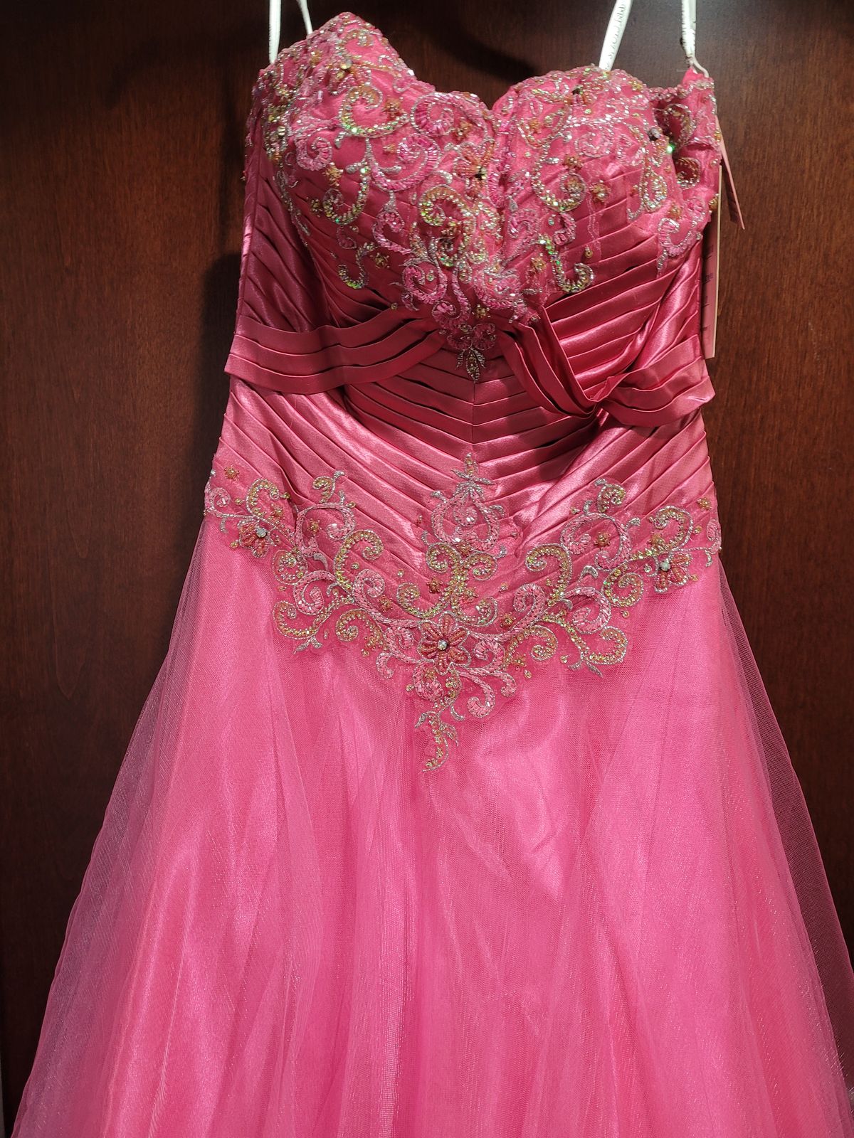 Style P30010 Precious Formals Size 10 Prom Sequined Hot Pink A-line Dress on Queenly