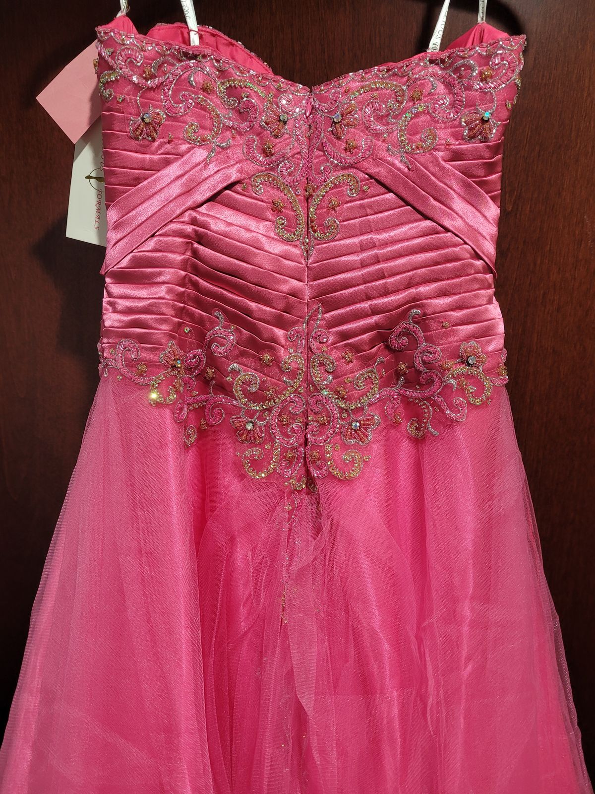 Style P30010 Precious Formals Size 10 Prom Sequined Hot Pink A-line Dress on Queenly