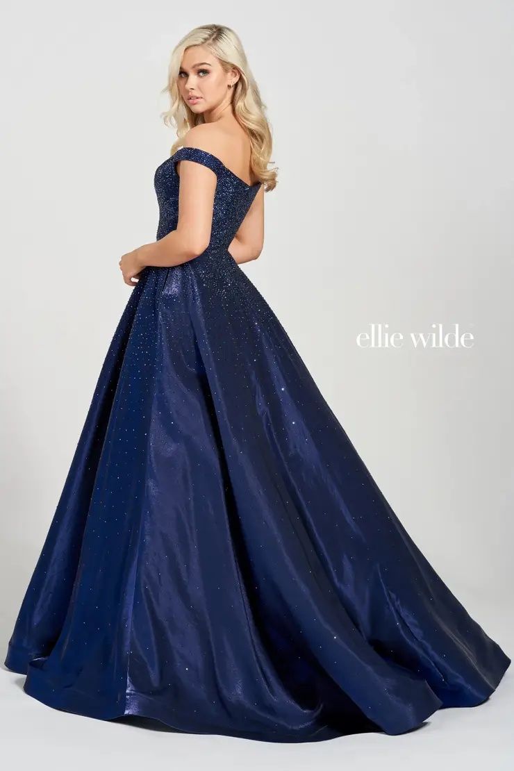 Style EW122106 Ellie Wilde Plus Size 24 Pageant Navy Blue Ball Gown on Queenly