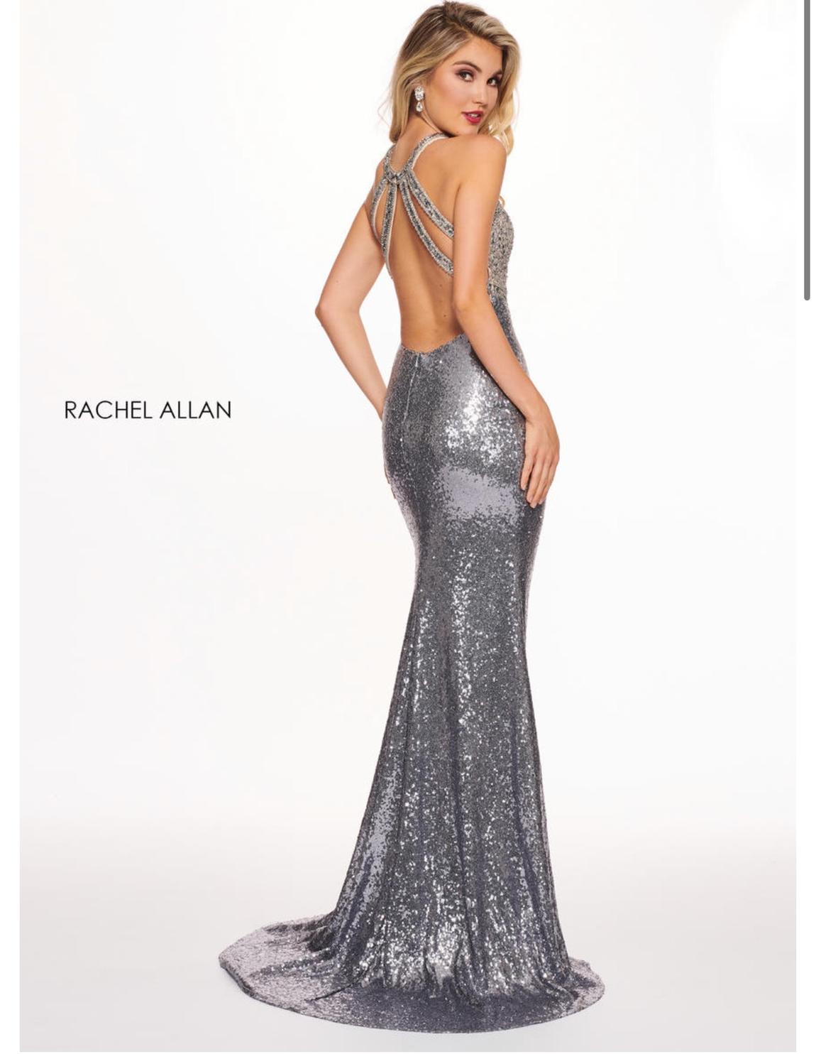 Rachel Allan Size 10 Silver Side Slit Dress on Queenly