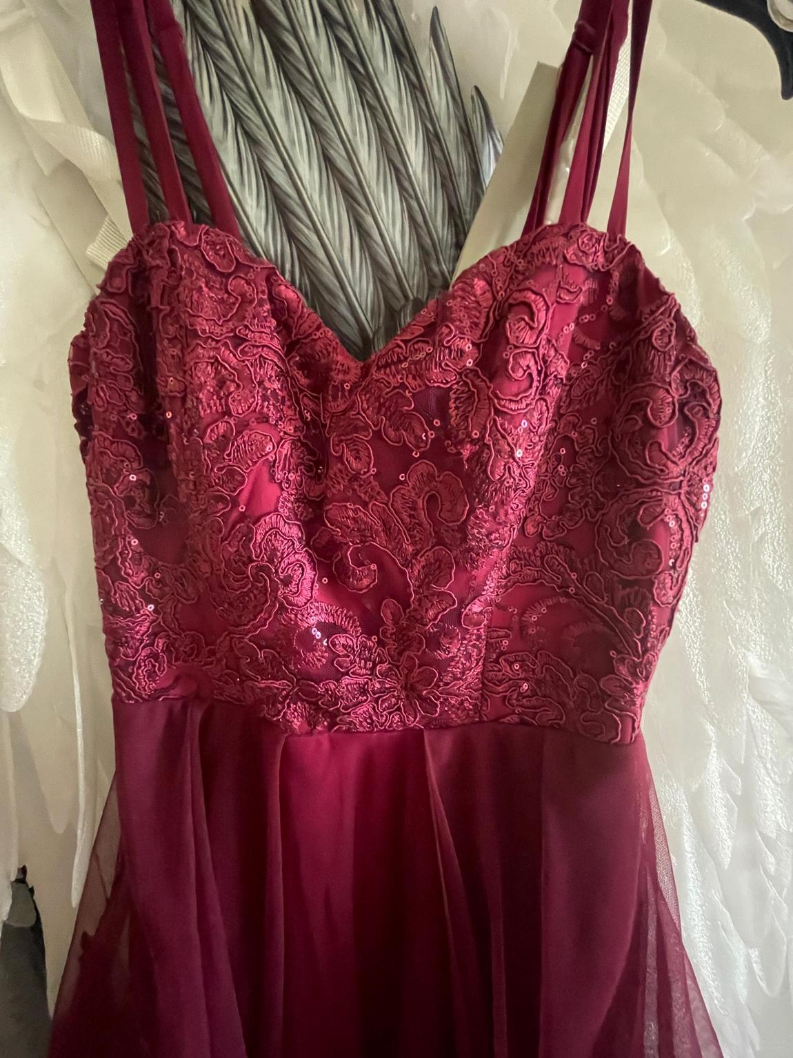 Girls Size 2 Lace Burgundy Red A-line Dress on Queenly
