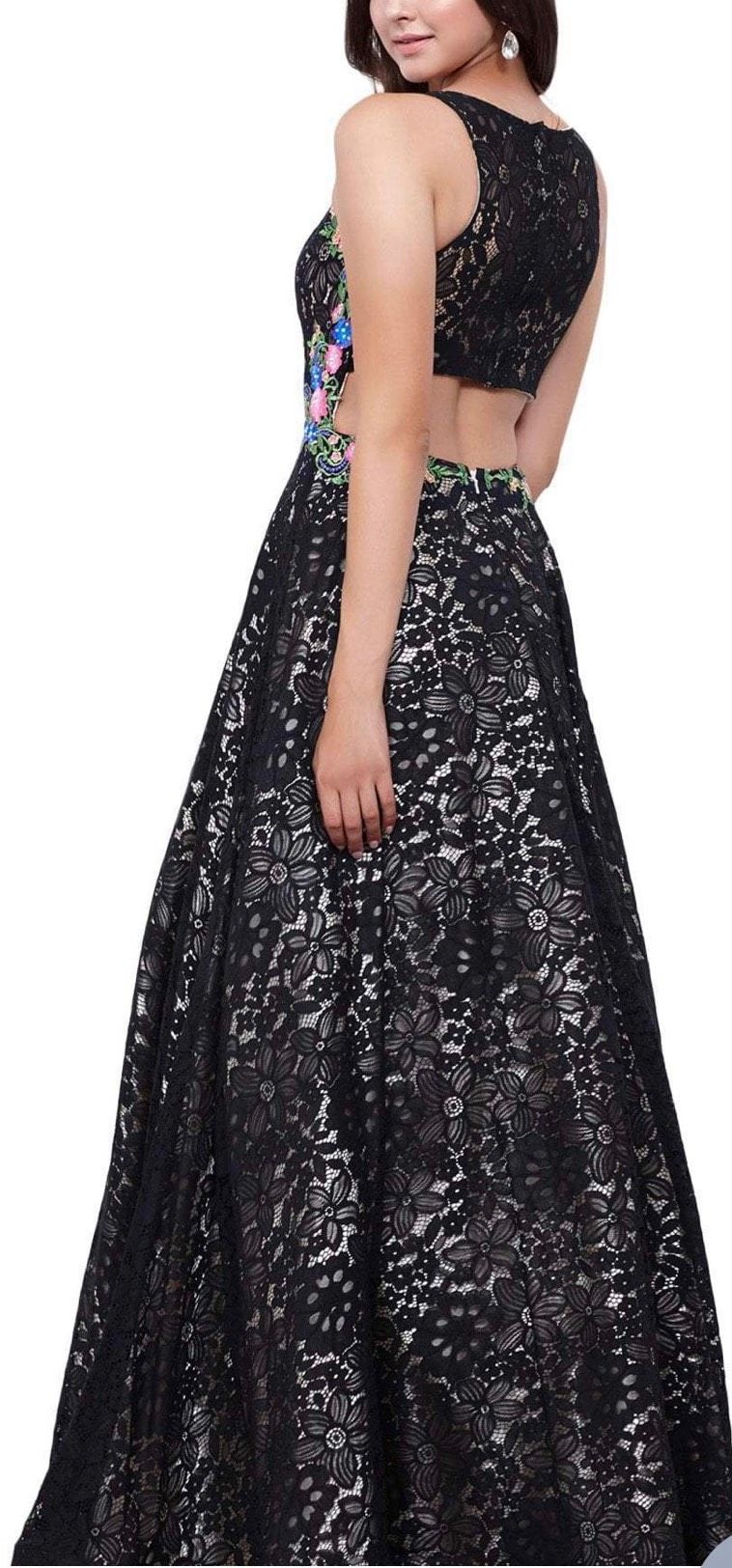 Size 8 Prom Lace Black Ball Gown on Queenly