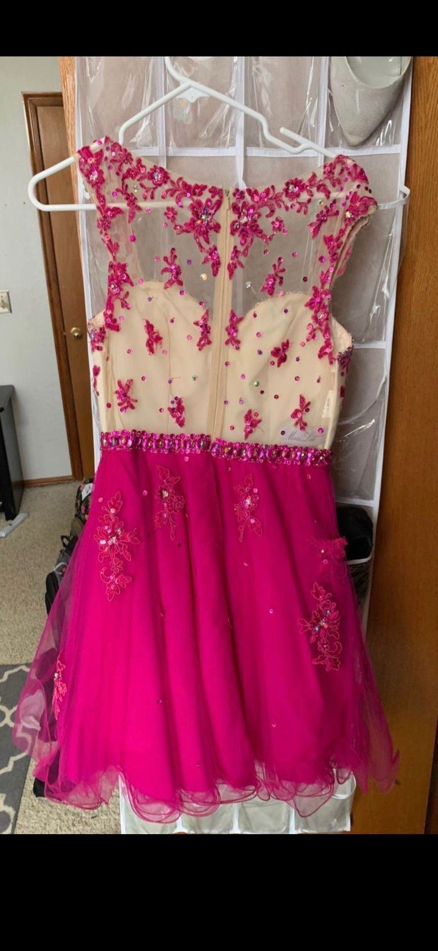 MoriLee Size 8 Prom Sheer Hot Pink A-line Dress on Queenly