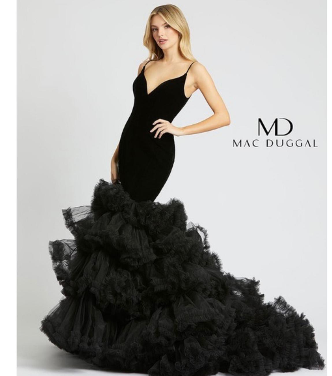 Mac Duggal Size 4 Velvet Black Ball Gown on Queenly