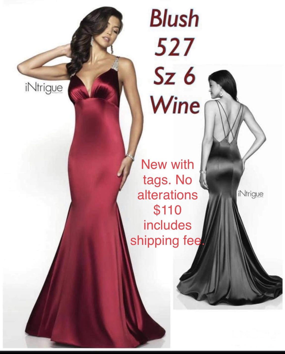 Blush Prom Size 6 Prom Plunge Satin Burgundy Red Floor Length Maxi on Queenly