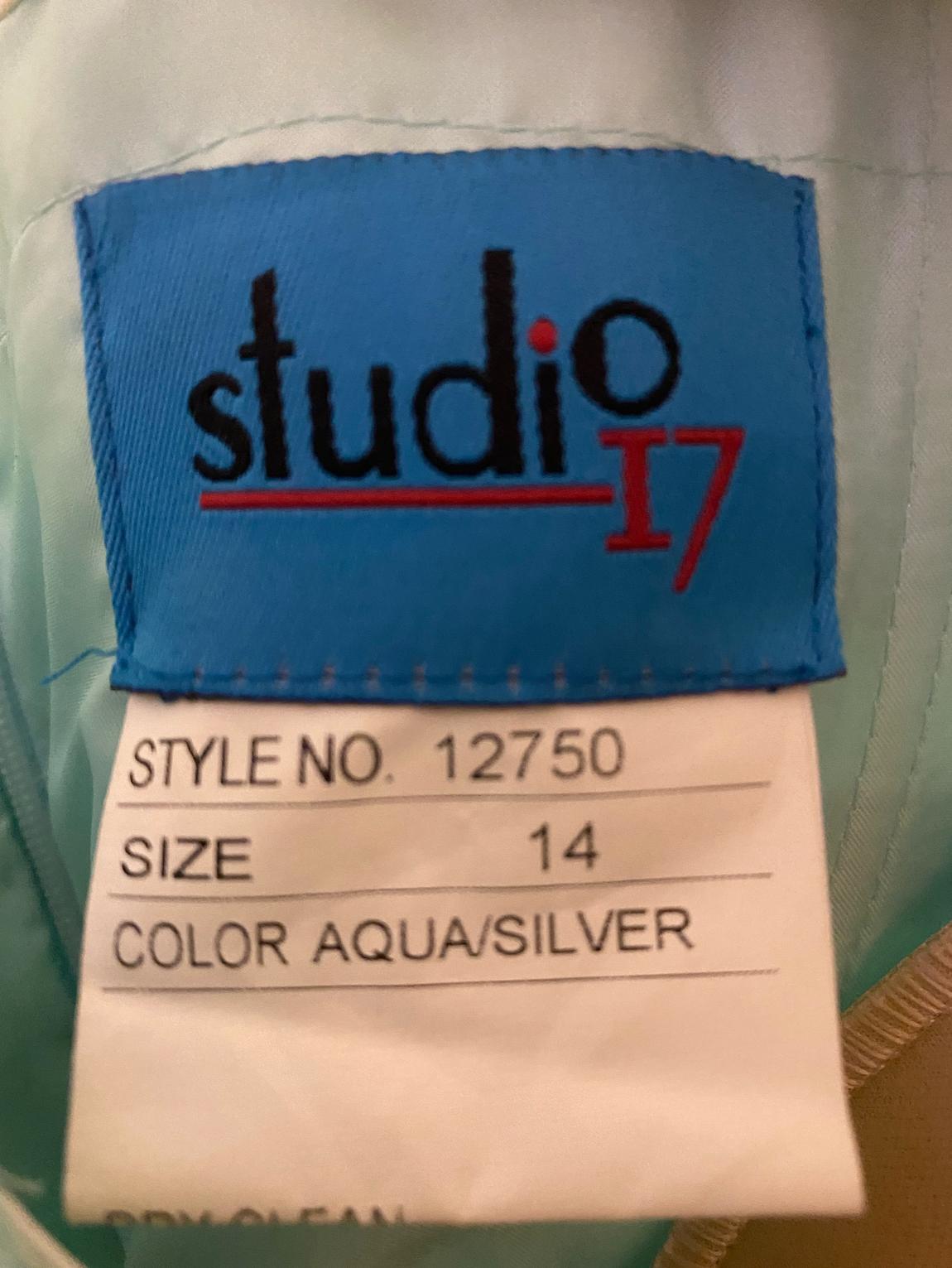 studio 17 Size 14 Pageant Strapless Blue Ball Gown on Queenly