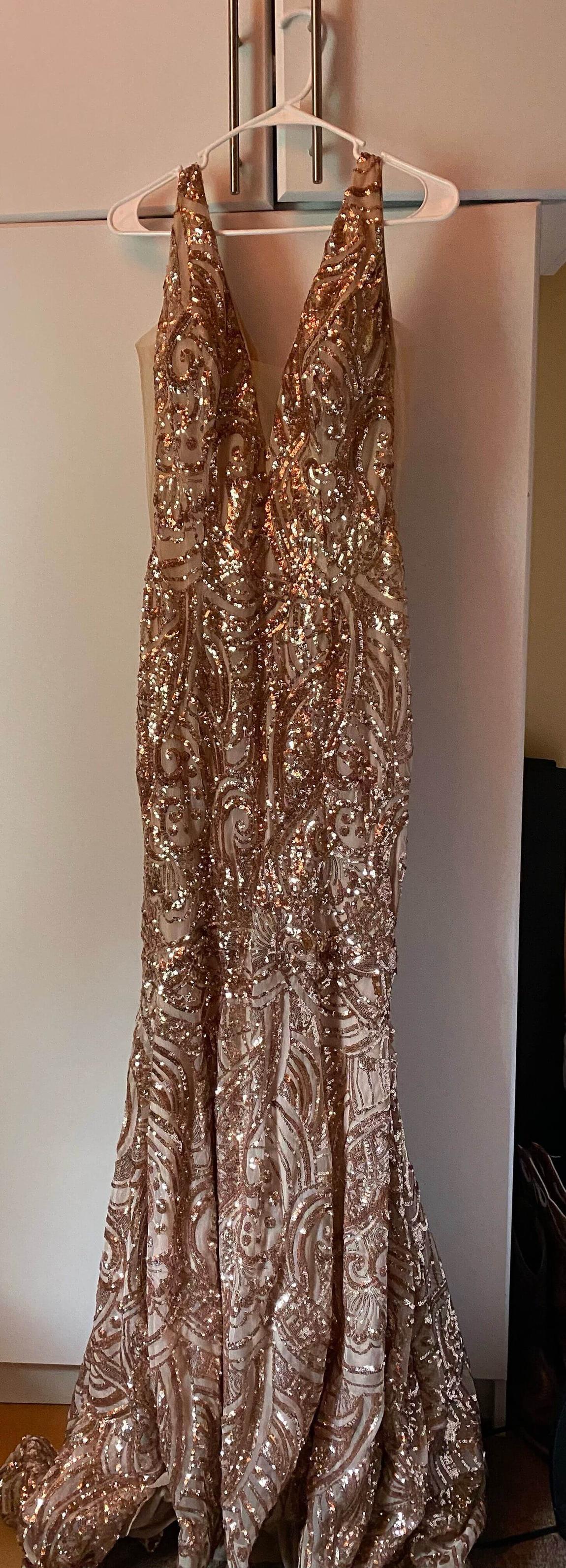 Ava Presley Size 8 Gold Floor Length Maxi on Queenly