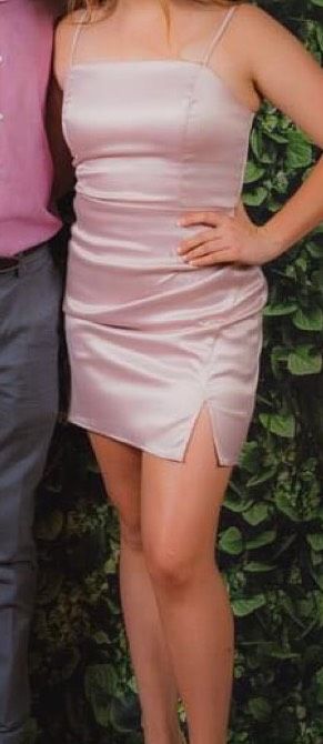 Size 4 Homecoming Satin Light Pink Cocktail Dress on Queenly