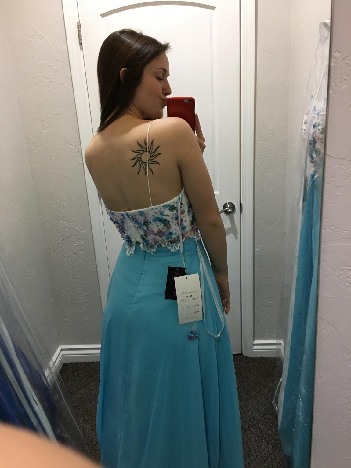 Rachel Allan Size 6 Prom Satin Blue A-line Dress on Queenly