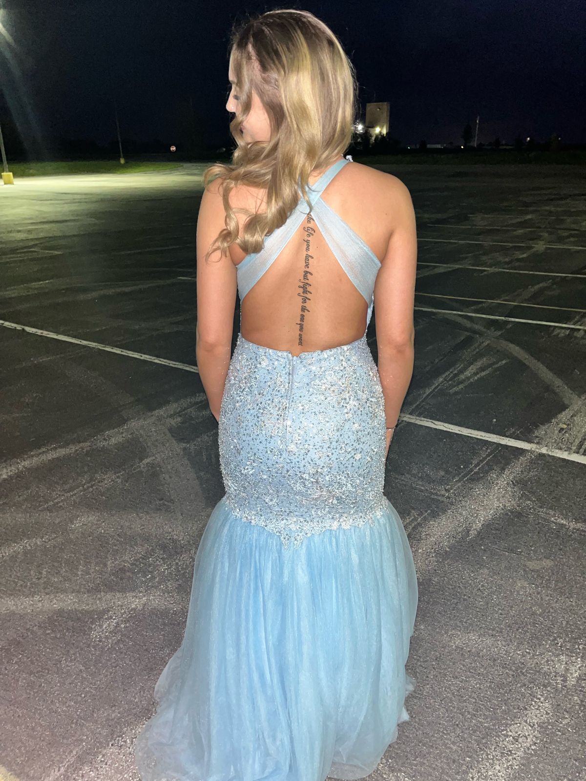 Sherri Hill Size 8 Prom Sequined Light Blue Mermaid Dress on Queenly