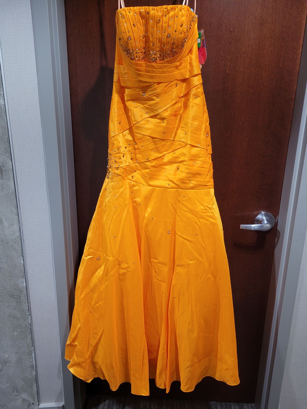Style 8408 Mori Lee Paparazzi Size 10 Prom Strapless Orange Mermaid Dress on Queenly